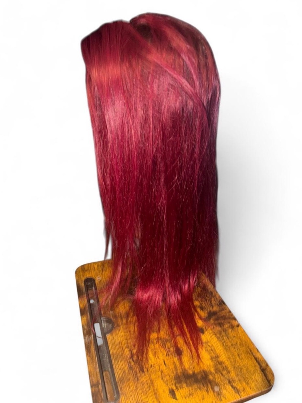 #NWOT 100% real human hair dark-rooted mermaid red lace front glueless wig - Picture 3 of 7